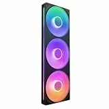 NZXT F360 RGB Core - 360 mm Einzelrahmen-Lüftereinheit mit 3 x 120 mm RGB-Lüftern - Drehzahl- und Beleuchtungssteuerung - Hoher statischer Druck und Luftstrom - 8 aRGB-LEDs pro Lüfter - Schwarz