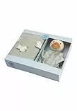 Sterntaler Geschenk Set Ente Edda Lou bestehend aus Kinderhandtuch und kleinem Schmusetuch mit Rassel, ab Geburt,