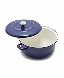 Merten & Storck 7QT Runder Dutch Oven Kasserolle mit Deckel, europäisch gefertigter emaillierter Eisentopf, Induktion & alle Herdarten Schmoren, Eintöpfe, Braten, langsames Kochen, Sauerteig