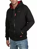 DENIMFY Sweatjacke Herren mit Kapuze Reißverschluss Regular Fit DFLeo Kapuzenjacke Zip-Hoodie, Größe:L, Farben:Black-Formula Red