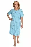Schuerzenfabrik - Damen Nachthemd Kurzarm Sleepshirt Damen lang kurzärmlig Baumwoll-Mischung Größe XL / 46, blau