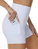 THE GYM PEOPLE Radlerhose Damen Yoga Shorts Sport Hohe Taille 5' Kurze Leggings Sporthose Bauchkontrolle Laufhose Fitness Workout Short mit Seitentaschen