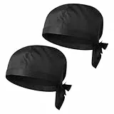 HEMOTON 2 Stück Kochmütze Einstellbare Elastische Schwarze Kochmütze Herren Damen Kochhüte Unisex Verstellbar Schwarz Kochhut Koch Kopfbedeckung