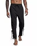 YAOBAOLE Mittelalter Leinenhose Herren Schwarz - Renaissance Hose XL