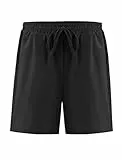 Arshiner Shorts Jungen Schwarz Baumwolle Kurze Hose Kinder Sport Shorts mit Elastischer Bund Sommer Badeshorts Strandshorts mit Taschen Kordelzug 120/4-5 Jahre
