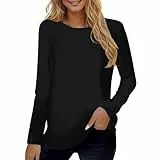 LSAltd Longpullover Für Damen Roter Pullover Damen Fleecejacke Damen Lang Plüschmantel Damen Winter Fleecehose Damen Pullover Damen Sweatshirt Tunika Damen Plüsch Pullover Damen（1-Black,XXL）