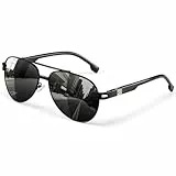 wearPro Sonnenbrille Herren Pilotenbrille Polarisiert Premium Metallrahmen Sonnenbrillen Damen Unisex mit UV400 Schutz Vintage Schwarz Fahrerbrille Schwarz/Grau