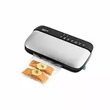 Cecotec Vakuum-Verpacker SealVac Steel, luftdichte Vakuumverschließung, 0,9 bar, Versiegelungslänge bis 30 cm, Saugkapazität 24 L/min, 5 Tüten, Folienrolle