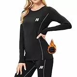 MEETWEE Thermounterwäsche für Damen, lange Unterhose, Ski, kaltes Wetter, Ausrüstungs-Set, Basisschicht, warmes Winter-Top und Unterteil, Laufen, Schwarz A, X-Large