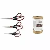 Bundle of D.RECT Scheren Set - 3 Stück (16/21/25 cm) – Haushaltsschere aus Edelstahl + D.RECT 50m Jute-Schnur Natur Braun
