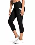 Desol Sport Leggings Damen Tasche Capri 3/4 High Waist Elastische Blickdicht Übergröße Sport Leggins mit Seitentaschen für Yoga Freizeit