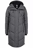 OXMO OXJuna Damen Wintermantel Parka Mantel mit Kapuze Gummizug Reißverschlusstaschen Seiten-Reißverschlüsse Regular fit, Größe:S, Farbe:Iron Gate (193910)