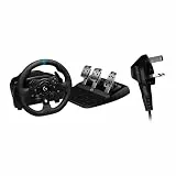 Logitech G923 TRUEFORCE Gaming Rennlenkrad mit Pedalen, Kraftrückkopplung bis 1000 Hz, Reaktionsschnellem Pedal, Doppelkupplungssystem, für Xbox Series X|S, Xbox One/PC, UK-Stecker - Schwarz