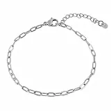Akitsune Hope Damenarmband | Elegantes 316L Edelstahlarmband für Frauen | Wasserfest und Antiallergen | 2 mm Durchmesser | Schlankes Kettenarmband mit 15 cm Länge + 3 cm Verlängerung | Silber