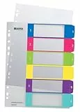 Leitz Register für A4, PC-beschriftbares Deckblatt und 6 Trennblätter, Taben mit Zahlenaufdruck 1-6, Überbreite, Mehrfarbig, Polypropylen, WOW, 12420000