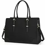 IGOLUMON Handtasche Damen Große Shopper Schwarz - Laptoptasche 15.6 Zoll PU Leder Arbeitstasche Umhängetasche Tote für Arbeit Schule