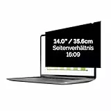 Fellowes PrivaScreen™ Black Out Sichtschutzfilter – Blendschutz Blaulichtfilter für Laptops mit 14,0 Zoll (Seitenverhältnis 16:9, 310 x 176 mm) Einfaches Anbringen/Entfernen Quick-Reveal-Laschen