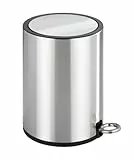 WENKO Kosmetikeimer Mod. Monza 3 Liter, Edelstahl Treteimer mit Easy-Close Absenkautomatik, integrierter Müllbeutelhalter, glänzend