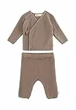 Sterntaler Baby Set Strickjacke & Strickhose 2-teilig – Unisex – weiches Baumwollgarn – Wickeljacke zum Binden und Hose mit elastischem Bund – Babybekleidung, Farbe braun – Größe 80