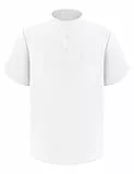 Arshiner Jungen Einfarbig Hemden Kurzarm Shirt Henley Shirt Formelle Uniform Hemd Freizeithemd für Kinder Weiß 140 7-8 Jahre