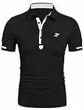 COOFANDY Herren Poloshirt Kurzarm Casual Basic Golf Polohemd Business Oberteile Männer Polo Urlaub Muscle Fit Schwarz M