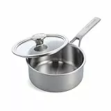 Merten & Storck 18/10 Edelstahlkasserolle 18cm/2L mit Deckel,Professionelle,Mehrfach Beschichtet,Messmarkierungen,Tropffreie Schüttränder,Langlebiger Deckel,Induktion,Ofen & Spülmaschinenfest,Silber