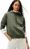Tommy Jeans Damen Hoodie Flag Regular Fit, Grün (Pewter Green), L