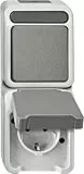 Schneider Electric Merten Kombination aus Schuko-Steckdose und Wechselschalter, Aquastar, Aufputz, lichtgrau, Artikelnummer MEG3495-8029
