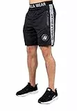 Gorilla Wear - Atlanta Shorts - Schwarz/Grau - Bodybuilding Sport Alltag Freizeit mit Logo Aufdruck leicht und bequem für optimale Bewegung aus Polyester, S-M