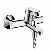 hansgrohe Focus - Badewannenarmatur Aufputz für 2 Verbraucher, Mischbatterie Badewanne mit Auslauf Länge 19,4 cm, Einhebelmischer Wanne, Chrom, 31940000