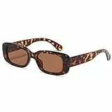 kimorn Rechteckig Sonnenbrillen für Damen Herren Trendige Retro Mode Brille 90er Vintage modisch UV 400 Schutz Quadratischer Rahmen K1200 (Leopard Frame Brown Lens, 65)