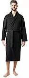 Ladeheid Herren Frottee Bademantel aus 100% Baumwolle Waffelpiqué LA40-226 (Schwarz (D16), XL)