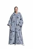 Pterygoid Decken Hoodie Damen Lang – Tragbare Decke mit Große Tasche, Weiche Tragbare Kuscheldecke mit Ärmeln & Kapuze Erwachsene,Winter Warm Geschenk Für Frauen Herren