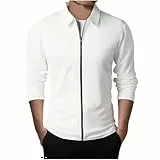 UHouse Jacke Herren Freizeit Hemdjacke Leichte Dünne Übergangsjacke Mode Jacken mit Reißverschluss Blouson Herbst Softshelljacke Oversized Bomberjacke Weiß M