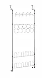 WENKO Tür-Organizer, vielseitig verwendbaren Türregal für Kleidung, Tücher und Schuhe zum Einhängen, Hänge-Regal für Schrank & Garderobe, 59 x 150,5 x 18,5 cm, pulverbeschichtetes Metall, Silber