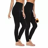 SIMIYA Thermo Leggings Damen GefüTtert - High Waist Thermohose Damen Bequeme Winter Thermoleggins Weich und Atmungsaktiv Lange Unterhose für Damen(2 x Schwarz,L-XL)