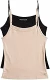Tommy Hilfiger Damen 2er Pack Tops Stretch, Mehrfarbig (Black/Misty Blush), S