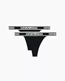 Emporio Armani Women's Logoband 2-Pack T-Thong Panties, Black, S, Schwarz, S