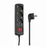 Hama Steckdosenleiste 3-Fach (Mehrfachsteckdose mit Save Energy-Schalter zum Stromsparen, Steckplätze 45 Grad gedreht, Kabel 1,4m, GS geprüft, Mehrfachstecker für Home Office) schwarz