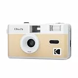 Kodak Ultra F9 – Silberkamera, wiederverwendbar, 35 mm, festes Objektiv 31 mm F/9, integrierter Blitz, einfaches Aufladen, manuelles Aufrollen, ideal für den Innenbereich – Beige