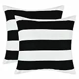 Alishomtll 2er Set Streifen Kissenbezug Kissenhülle Weiche Dekorative Kissenbezüge Set Zierkissenbezüge mit Reißverschluss für Sofa Schlafzimmer 45x45 cm, Schwarz Weiß