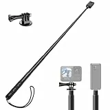 ATUMTEK Unsichtbarer Selfie-Stick 150 cm, kompatibel mit Action-Kamera X3, One X/X2, One R/RS, GO2, Hero 12/11/10/9/8/7, Selfie-Stick für Outdoor-Sportarten, Adapter im Lieferumfang enthalten
