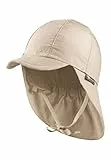 Sterntaler Schirmmütze Nacken - Unisex Baby- und Kinder Mütze mit Nackenschutz und einsteckbaren Ohrenklappen - UV-Schutz 50+ Sommermütze zum Binden - Popeline (Bio) Kopfbedeckung - beige, Größe 47