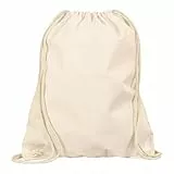 Veproli Baumwoll Turnbeutel Sportbeutel Zuziehbeutel Gymsack Sack Jute Schule Rucksack (Natur)