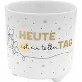 Gruss & CO Blumentopf Motiv Heute | New Bone China Porzellan, 10 cm, Mehrfarbig | Dekorieren, Garten, Balkon, Übertopf | 48237