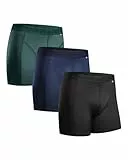 DANISH ENDURANCE 3er Pack Sport Boxershorts Herren, Mit regulärem oder langem Bein, Mehrfarbig (1x Schwarz, 1x Blau, 1x Grün), XL