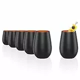 Stölzle Lausitz Wassergläser Elements metallic Schwarz/Bronze 6er-Set 465 ml – Allroundgläser für Wasser, Saft & Cocktails – Hochwertige Trinkgläser aus Kristallglas – Spülmaschinengeeignet & stoßfest