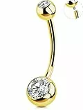 OUFER Body Piercing Bauchnabelpiercing Internally 10/12/14/16mm Belly Button Bars 14G 316L Stainless Steel Nabelpiercing Gold Navel Belly Piercing Jewellery Belly Button Ring