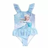 United Labels Disney Die Eiskönigin Badeanzug für Mädchen mit Rüschen, ELSA Frozen, Blau, 98-104, Schwimmanzug Kinder, Schwimmkleidung