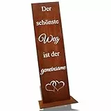 Rostikal Deko Gartenschild 55 cm – Wetterfestes Vintage Spruchschild für Hochzeit, Garten und Terrasse – Romantische Rost Deko und Geschenkidee - Handmade